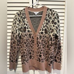 Time and Tru Animal Print Cardigan - Brown and Cream